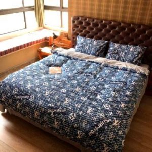 Louis Vuitton Logo Brand Bedding Set Home Decor Bedspread Bedroom Luxury