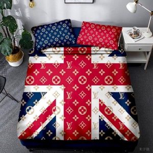 Louis Vuitton Customized Logo Brand Bedding Set Bedspread Home Decor Luxury Bedroom