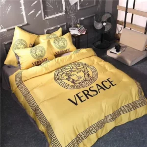 Gianni Versace Yellow Logo Brand Bedding Set Bedroom Luxury Bedspread Home Decor