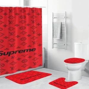 Louis Vuitton Supreme Bathroom Set Home Decor Luxury Fashion Brand Bath Mat Hypebeast