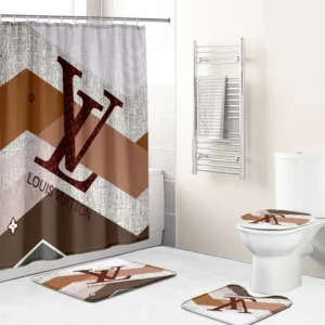 Louis Vuitton Lv Louis Vuitton Striped Beigefull Bathroom Set Bath Mat Hypebeast Luxury Fashion Brand Home Decor