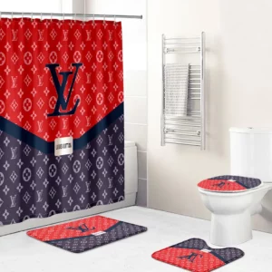 Louis Vuitton Lv Louis Vuitton Supreme Blue And Red Full Bathroom Set Bath Mat Home Decor Hypebeast Luxury Fashion Brand