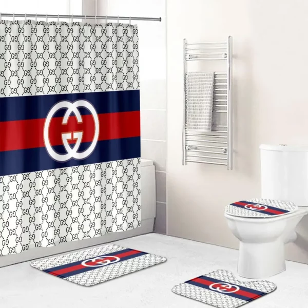 Gucci Gray And Black Whitefull Bathroom Set Luxury Fashion Brand Hypebeast Home Decor Bath Mat