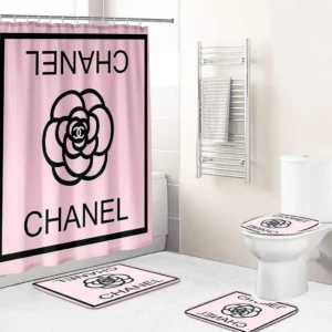 Chanel Rose And Flowerblack Bathroom Set Bath Mat Hypebeast Home Decor Luxury Fashion Brand