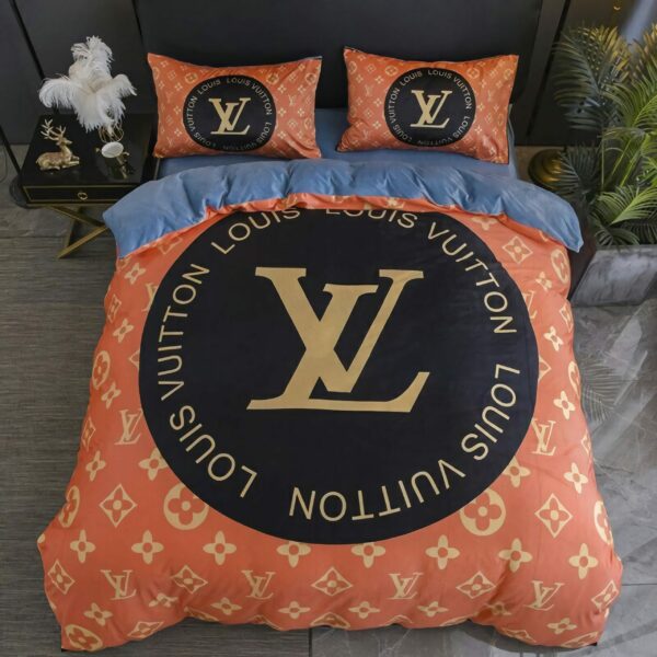 Louis Vuitton Logo Brand Bedding Set Bedspread Luxury Bedroom Home Decor