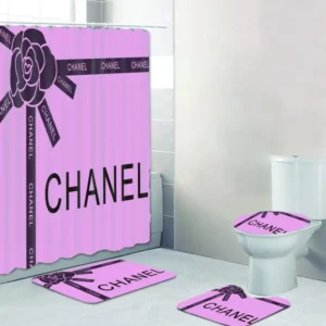 Chanel Purple And Black Bathroom Set Luxury Fashion Brand Bath Mat Home Decor Hypebeast