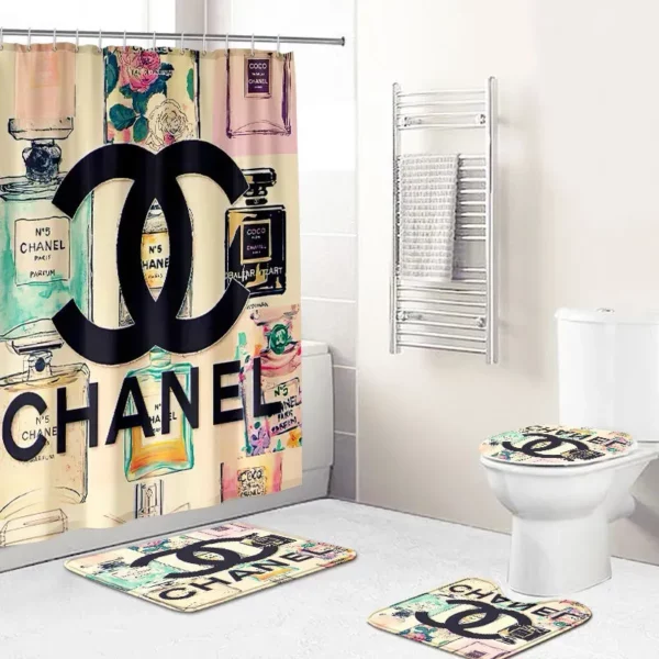 Chanel Coco Perfume Bathroom Set Hypebeast Luxury Fashion Brand Home Decor Bath Mat