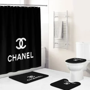 Chanel Black And White Bathroom Set Bath Mat Luxury Fashion Brand Home Decor Hypebeast