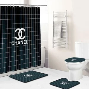 Chanel Black And White Strip Bathroom Set Bath Mat Luxury Fashion Brand Hypebeast Home Decor