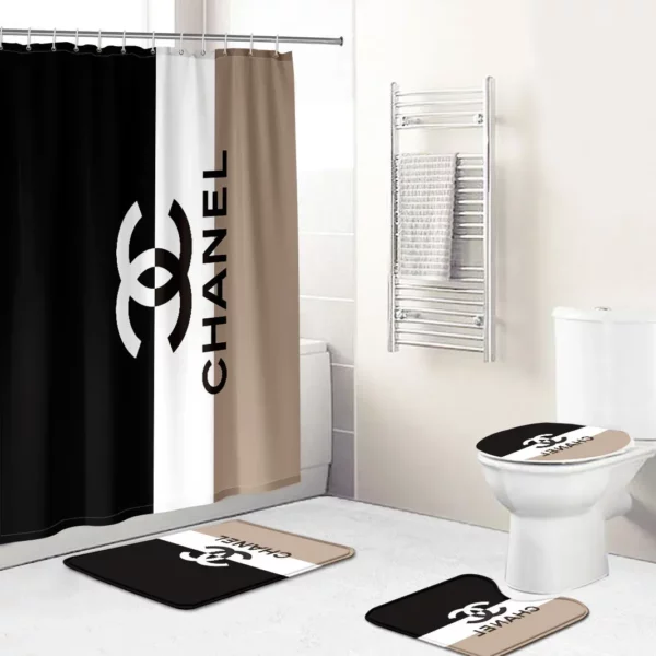 Chanel Black And White Beige Bathroom Set Hypebeast Luxury Fashion Brand Bath Mat Home Decor