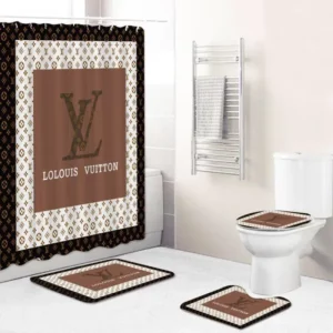 Louis Vuitton Lv Louis Vuitton - Style Bathroom Set Bath Mat Luxury Fashion Brand Hypebeast Home Decor