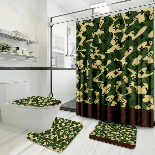 Louis Vuitton Lv Louis Vuitton Camo French T Bathroom Set Hypebeast Luxury Fashion Brand Bath Mat Home Decor