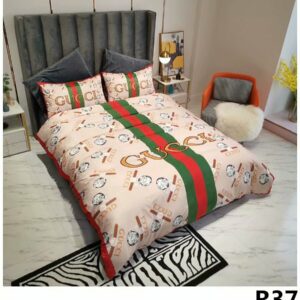 Gucci Logo Brand Bedding Set Bedspread Luxury Bedroom Home Decor