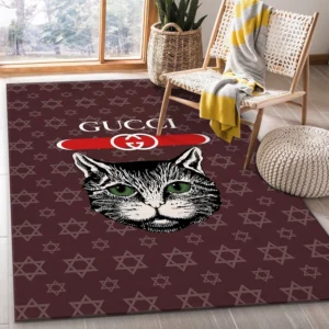 Gucci cat Rectangle Rug Door Mat Luxury Home Decor Fashion Brand Area Carpet