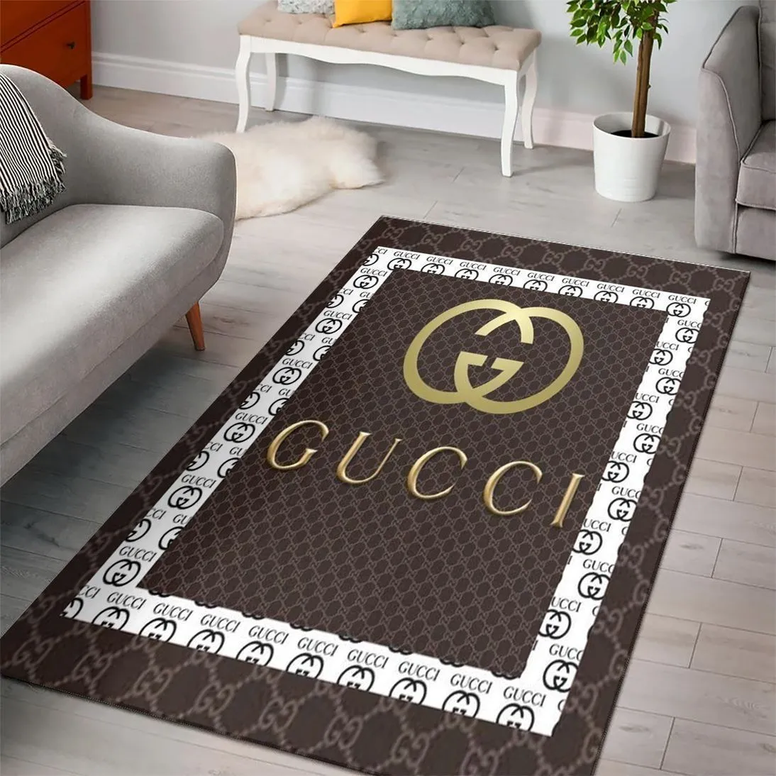 Gucci brown Rectangle Rug Door Mat Fashion Brand Home Decor Luxury Area Carpet