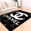 Chanel black Rectangle Rug Luxury Home Decor Fashion Brand Area Carpet Door Mat