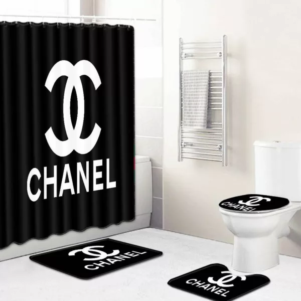 Chanel Black Bathroom Set Luxury Fashion Brand Hypebeast Home Decor Bath Mat