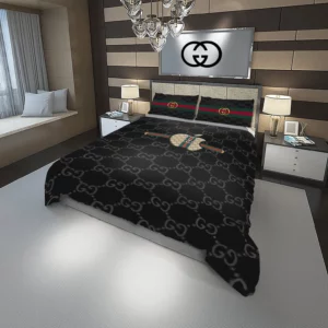 Gucci Apple Logo Brand Bedding Set Bedroom Bedspread Luxury Home Decor