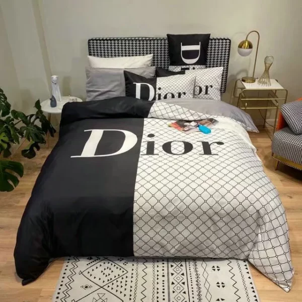 Dior Logo Brand Bedding Set Bedroom Home Decor Luxury Bedspread