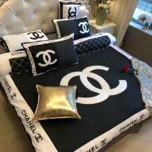 Chanel Logo Brand Bedding Set Home Decor Luxury Bedroom Bedspread