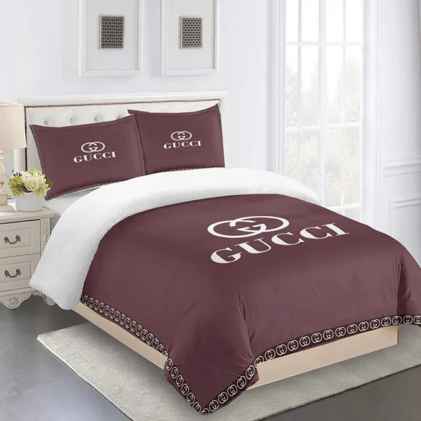 Gucci Logo Brand Bedding Set Bedspread Home Decor Bedroom Luxury