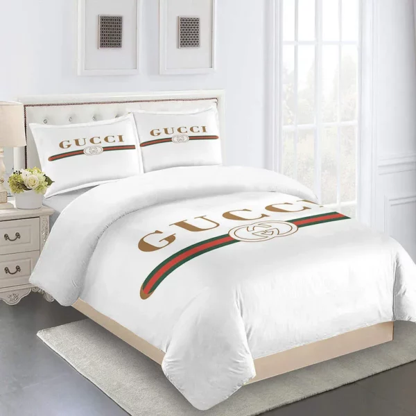 Gucci Logo Brand Bedding Set Bedroom Home Decor Luxury Bedspread