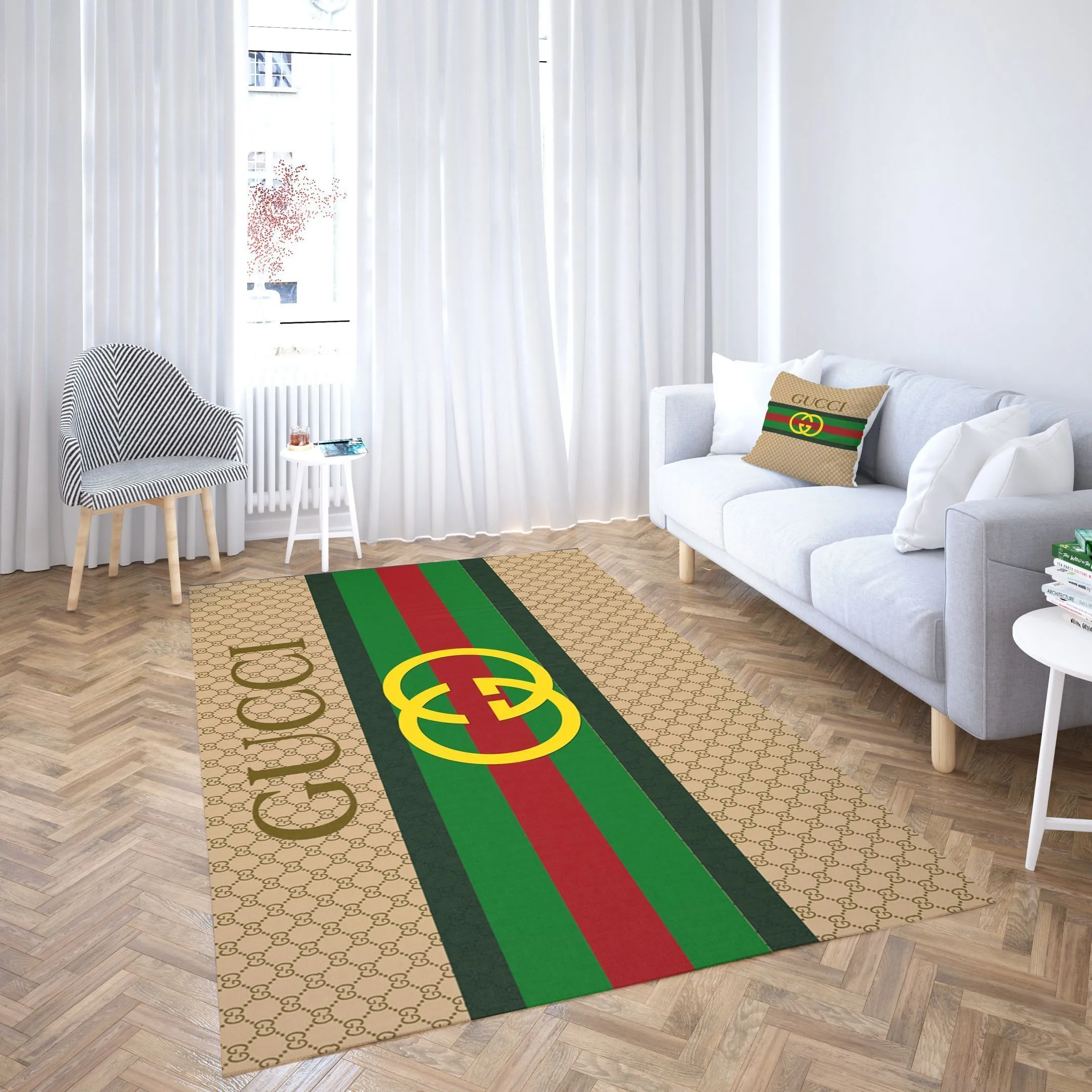 Gucci stripe Rectangle Rug Home Decor Fashion Brand Door Mat Luxury Area Carpet