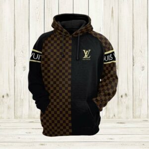 Louis Vuitton Black Brown Lv Type 926 Hoodie Outfit Luxury Fashion Brand