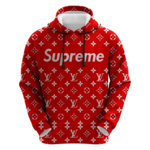 Louis Vuitton Supreme Red Lv Type 851 Luxury Hoodie Outfit Fashion Brand