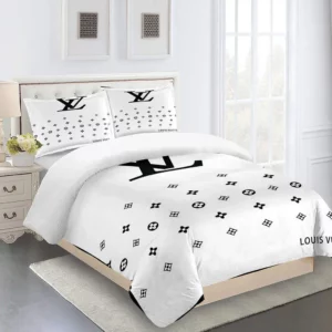 Louis Vuitton Logo Brand Bedding Set Bedspread Home Decor Luxury Bedroom