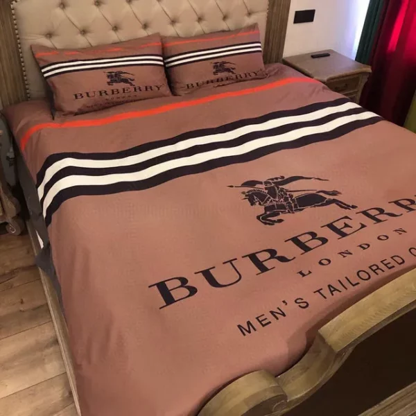 Burberry Logo Brand Bedding Set Home Decor Bedspread Bedroom Luxury