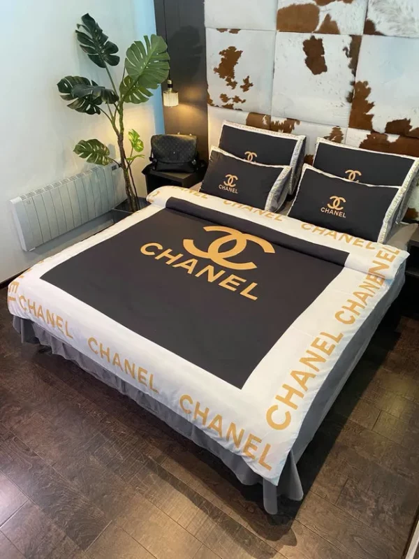 Chanel Logo Brand Bedding Set Luxury Home Decor Bedroom Bedspread