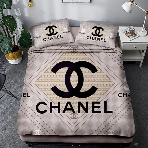 Chanel Logo Brand Bedding Set Bedroom Bedspread Home Decor Luxury