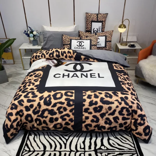 Chanel Logo Brand Bedding Set Home Decor Bedroom Luxury Bedspread