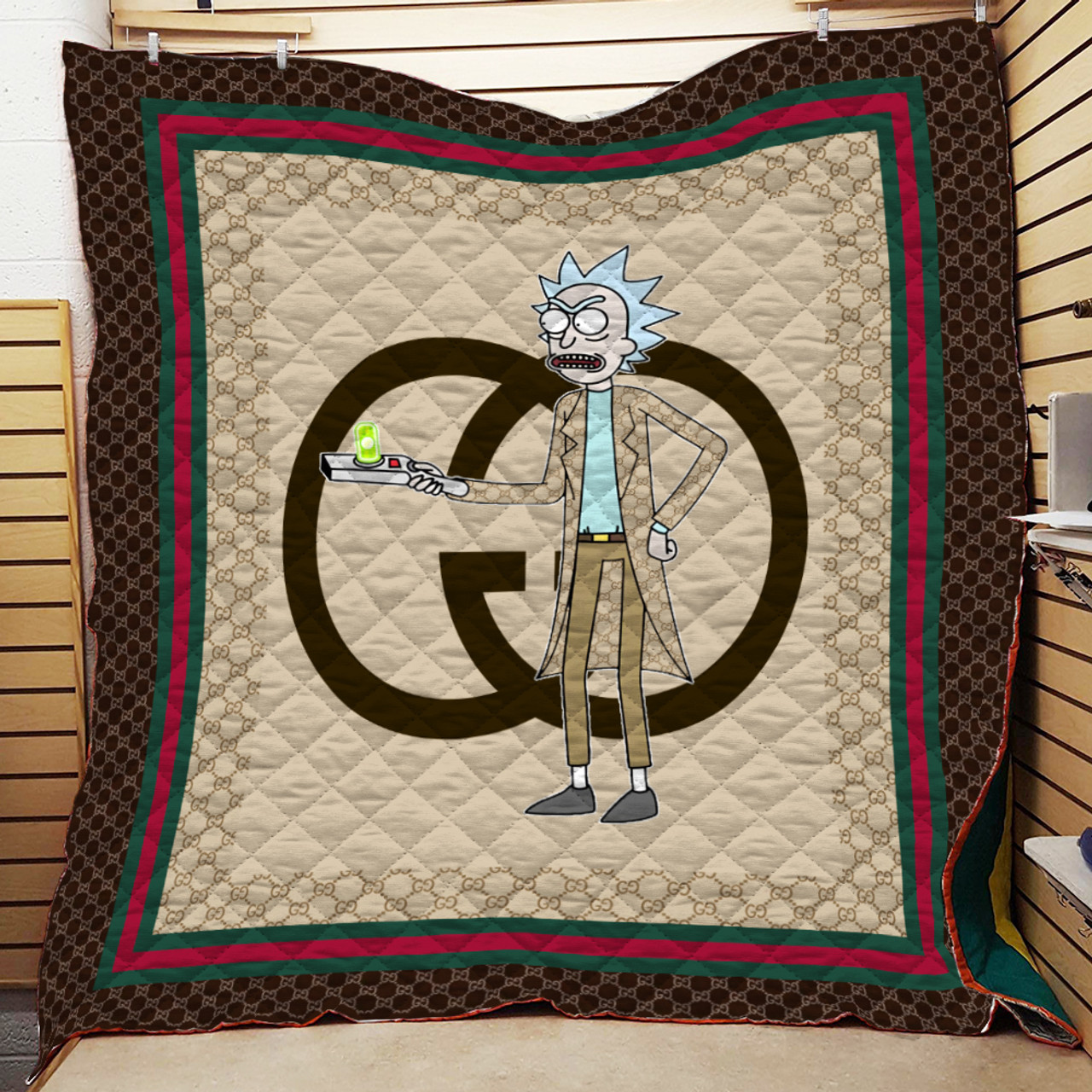 Gucci Rick And Morty Fleece Blanket Luxury Home Decor Fashion Brand