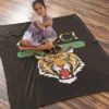 Gucci Tiger Logo Fleece Blanket Fashion Brand Home Decor Luxury