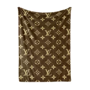 Louis Vuitton Brown Logo Fleece Blanket Home Decor Luxury Fashion Brand