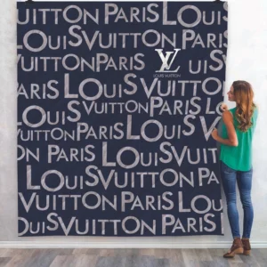 Louis Vuitton Logo Logo Fleece Blanket Home Decor Fashion Brand Luxury