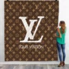 Louis Vuitton Brown White Logo Fleece Blanket Home Decor Fashion Brand Luxury