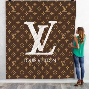 Louis Vuitton Brown White Logo Fleece Blanket Home Decor Fashion Brand Luxury