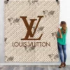 Louis Vuitton Beige Logo Fleece Blanket Fashion Brand Home Decor Luxury