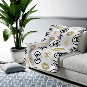 Chanel Lips Fleece Blanket Home Decor Luxury Fashion Brand