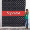 Louis Vuitton Supreme Grey Fleece Blanket Fashion Brand Home Decor Luxury