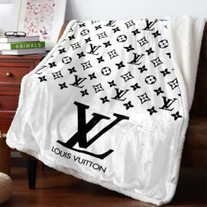 Louis Vuitton White Logo Fleece Blanket Luxury Home Decor Fashion Brand