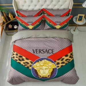 Versace Medusa Logo Brand Bedding Set Bedspread Bedroom Home Decor Luxury