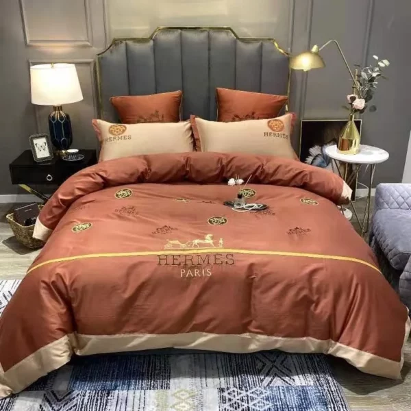 Hermes Pinky Logo Brand Bedding Set Bedroom Home Decor Bedspread Luxury