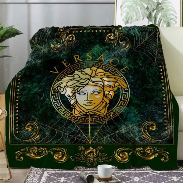 Versace Medusa Fleece Blanket Home Decor Luxury Fashion Brand