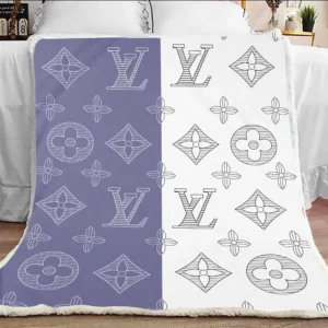 Louis Vuitton Blue White Fleece Blanket Fashion Brand Home Decor Luxury