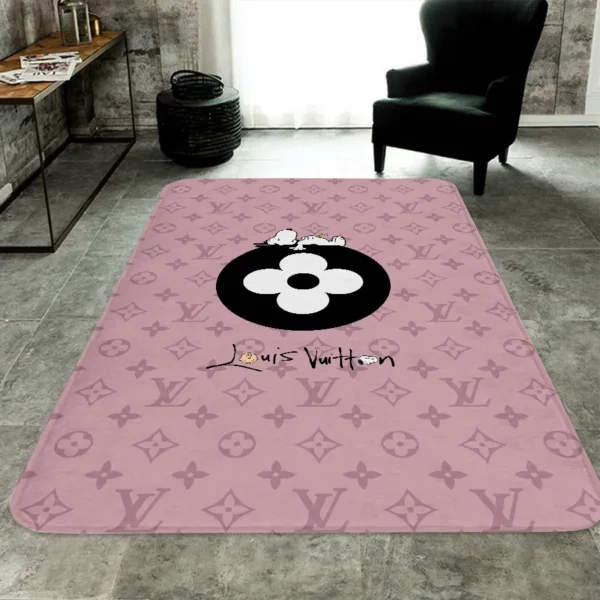 Louis Vuitton Snoopy Pinky Rectangle Rug Luxury Fashion Brand Home Decor Area Carpet Door Mat