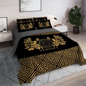 Versace Medusa Pattern Logo Brand Bedding Set Luxury Bedspread Bedroom Home Decor